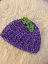 Purple Grape Crochet Beanie Hat Baby Boy Girl Newborn Infant 0-3 months Gift