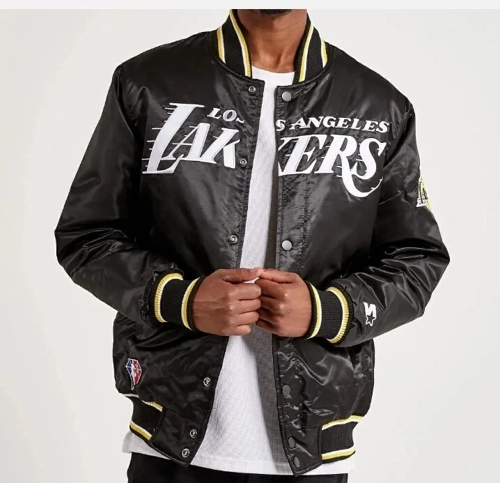 New Men s Los Angeles Lakers NBA Black White Starter Jacket Size Large
