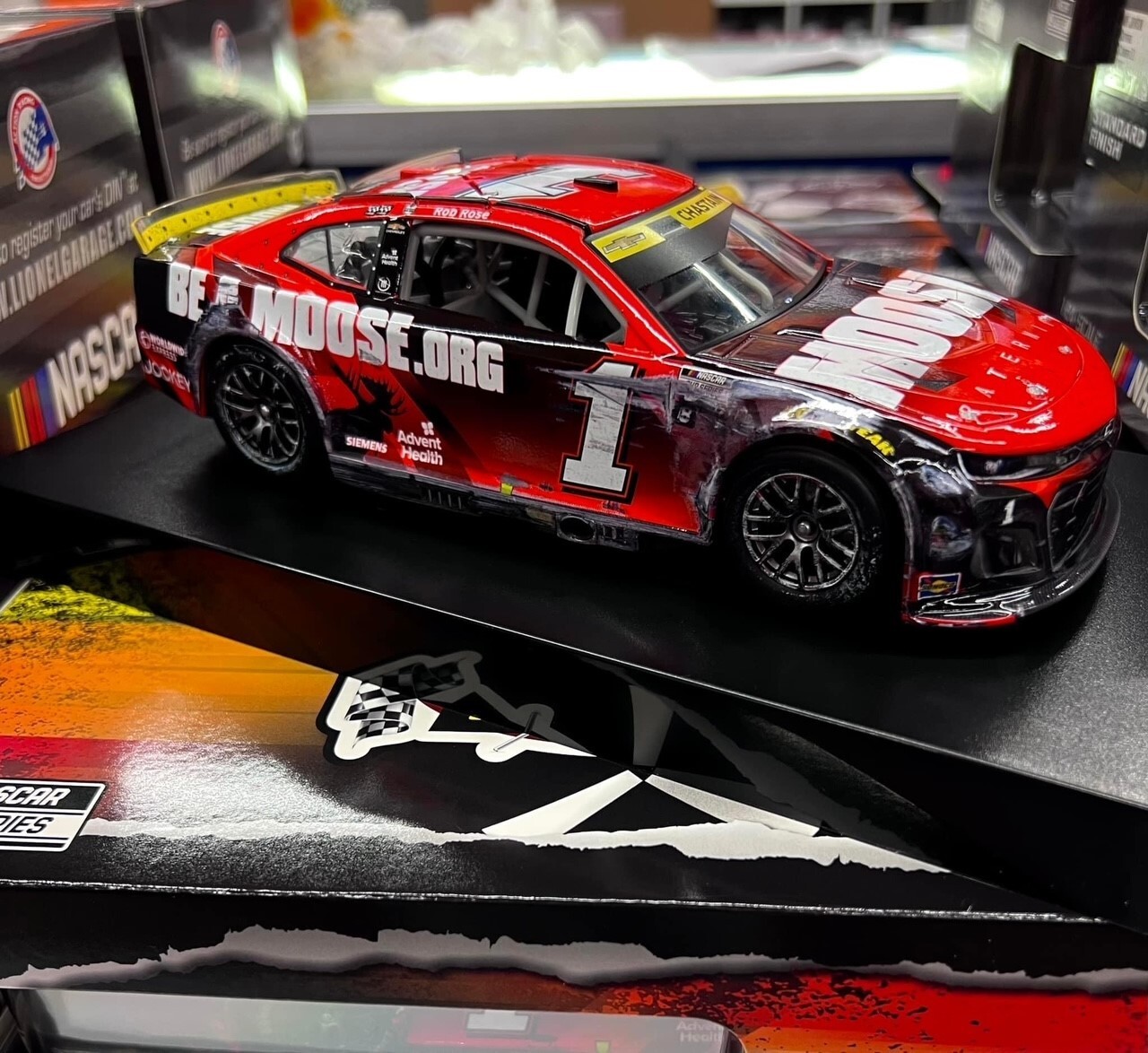 ROSS CHASTAIN 2022 MARTINSVILLE RACED CHECKERS OR WRECKERS MOOSE 1