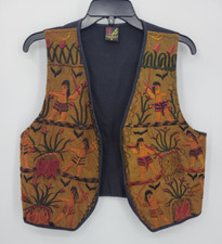 Casa Maya Tipicos Vest Womens Medium Embroidered Tribal Scene Guatemala Artsy