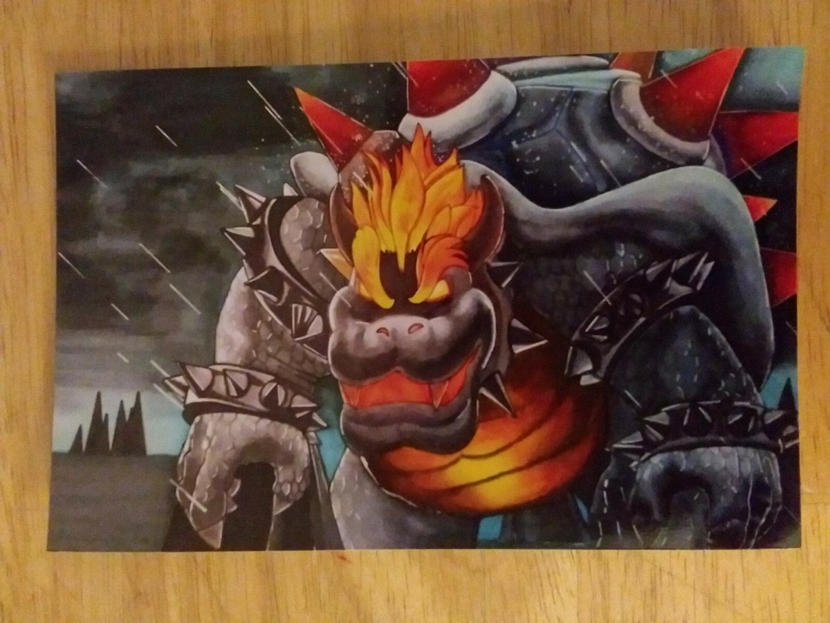 🎇 Super Mario 3D World Nintendo Switch Fury Bowser 4x6 ACEO Art