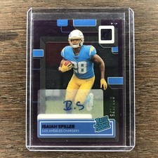 2022 Clearly Donruss Isaiah Spiller Auto #66 Purple /175  Los Angeles Chargers