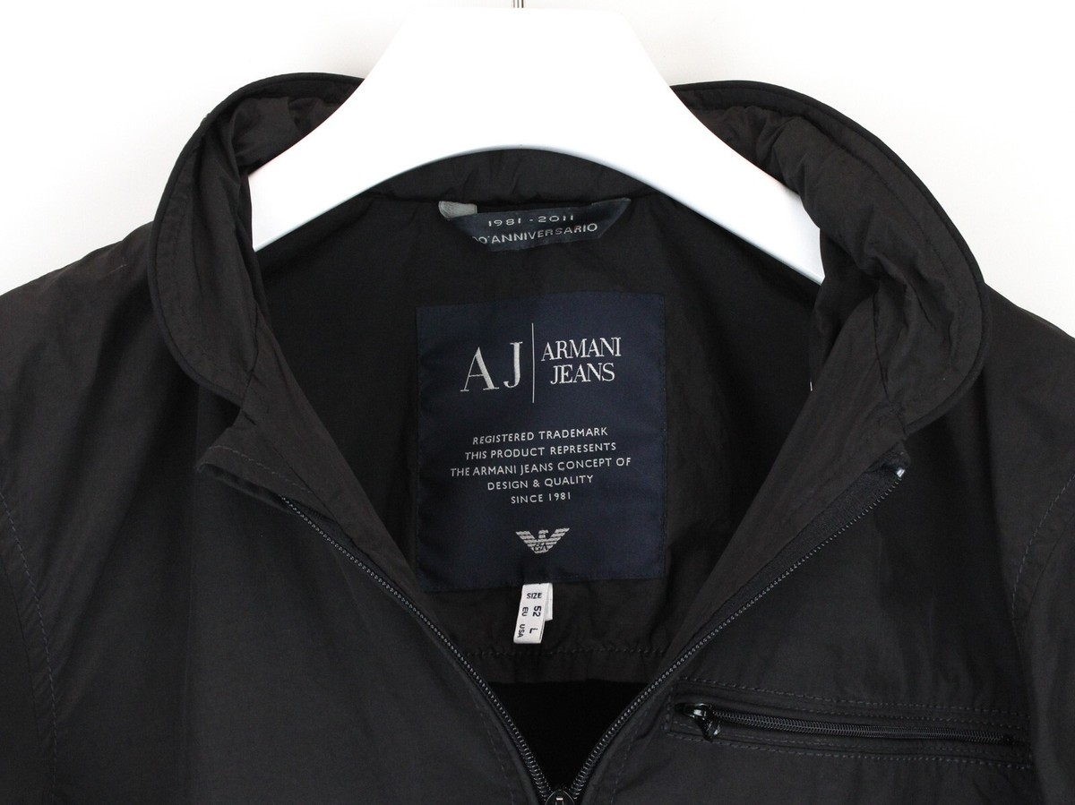 ARMANI JEANS Jacket Men's US LARGE Hidden Hood Half Lined ARMANI JEANS Jacket Men's US LARGE Hidden Hood Half Lined