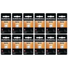 CR1632 Duracell 3 Volt Lithium Coin Cell Battery Box of 12 
