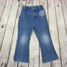 Vintage Y2K Embroidered Jeans Flower 5T Flare Pants Girls Blue Jeans