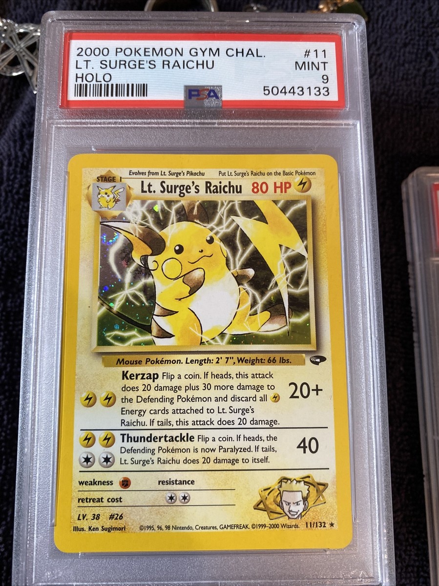 2000 Pokemon Gym Challenge Holo Lt. Surge's Raichu 11/132 PSA 9