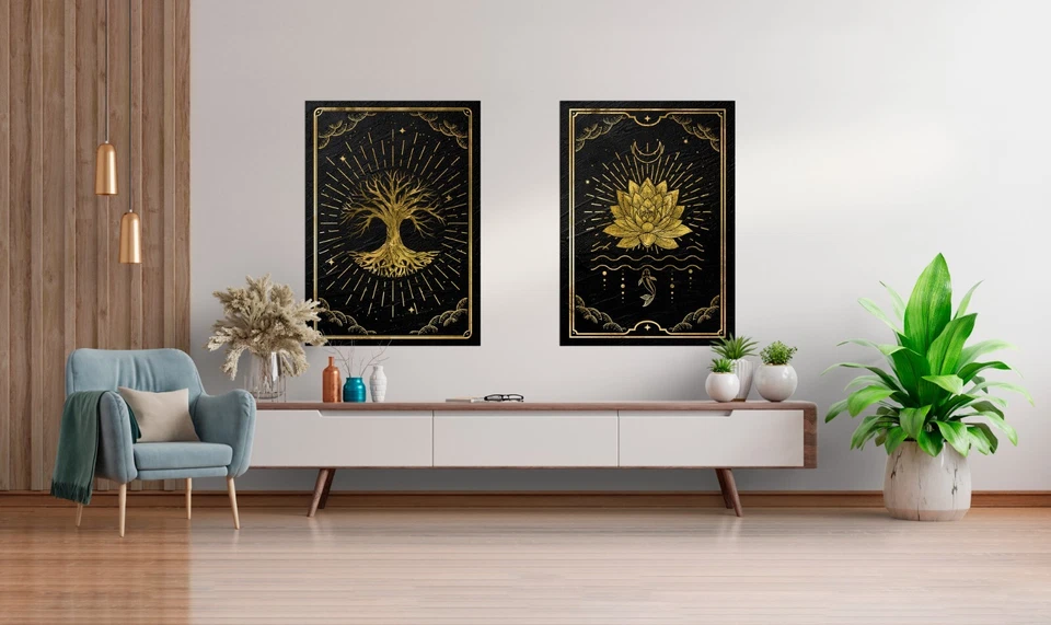 Gold Mystical Tarot: Tree of life — tarot card, art deco poster, esoteric poster - Image 2 of 4
