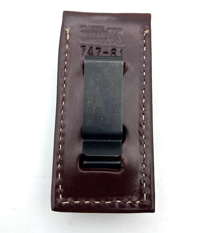 Bolsa de carregador de couro 9MM/40 PILHA DUPLA 747-GRP61 lisa nogueira tripla K CLIP - Imagem 4 de 4