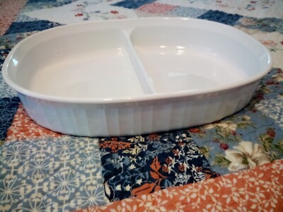 Vintage Corning ware French White liter Divided Baking Dish