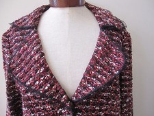 St. John Couture Jacket Shimmering Red Black Multi Blazer EUC 12 L