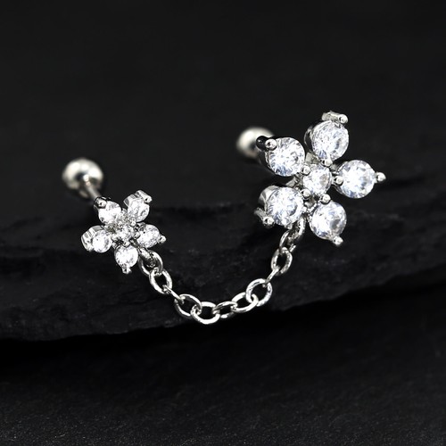 Gem Crystal Ear Cartilage Helix Ring Bar Stud Ear Cuff Climber Piercing Earring - Picture 205 of 268