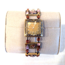 Ladies Purple Floral Bracelet Watch - Vtg. Unbranded Not Tested