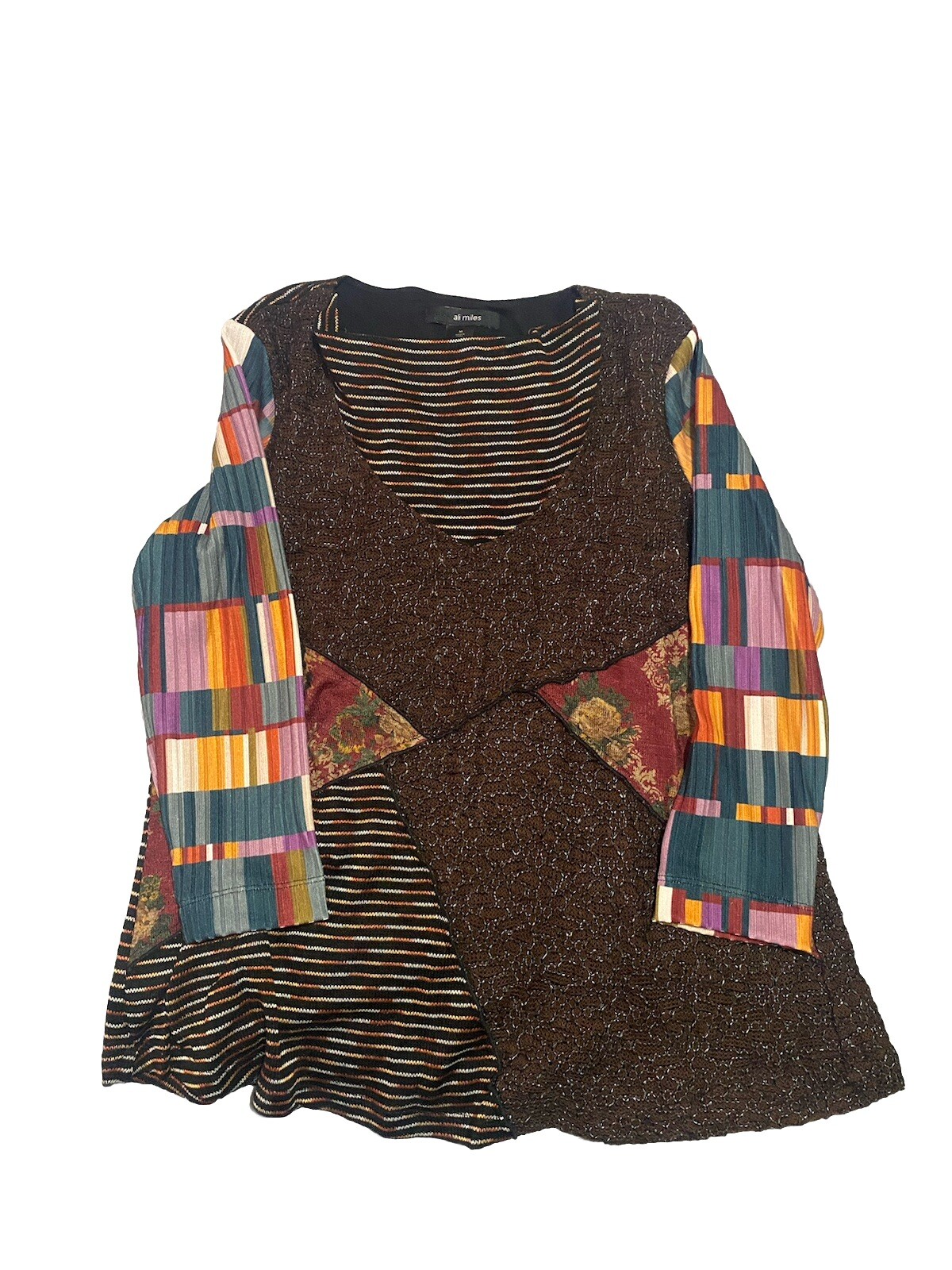 Ali Miles 3/4 Sleeve Patchwork Tunic EUC Size Med… - image 1