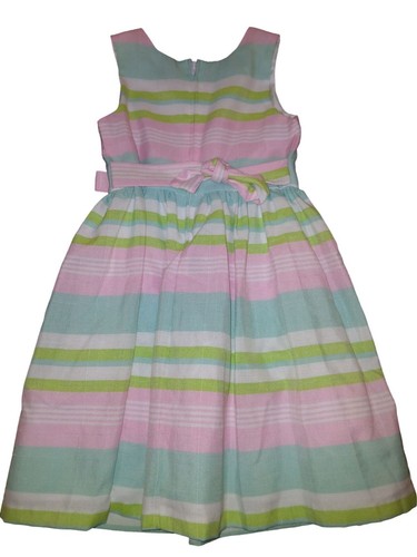 BONNIE JEAN Girl’s Size 6 Pastel Striped Sleeveless Dress Fit & Flare - Picture 2 of 5
