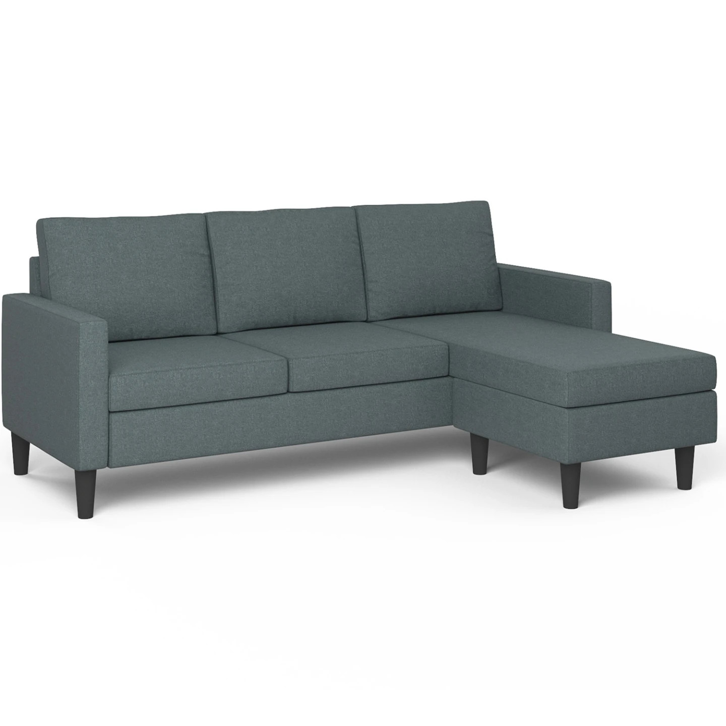 Canapé d'angle réversible MARIUS 3 places modulable pour petit salon gris