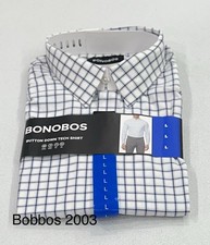 Bonobos Men  s Slim Fit Button-Down Tech Dress Shirt, Blue, Size L