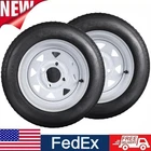 2 Pack 4.80-12 4.80x12 Trailer Tires with 12" Rims 4 Lug on 4" Load Range C 6PR