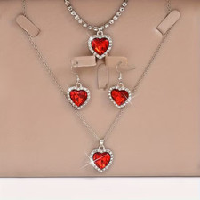 4pcs Set Valentine'S Day Jewelry Gift Set - red