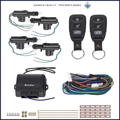 Secure Keyless Entry Kit with Dual Remotes and Comprehensive Installation Parts