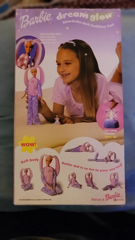 Pinzas para el cabello vintage Barbie Dream Glow Doll Brillan en la oscuridad NUEVO 2001 cuerpo suave Foto 2 de 4