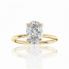 1.1-5.1 CT Hidden Halo Oval Cut Lab Grown Diamond Engagement Ring in 14k YG