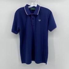 Fred Perry Mens Twin Tipped Pique Polo Shirt Navy Blue Purple Grey Medium