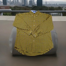 Tommy Hilfiger Men's Large Long Sleeve Dress Shirt Yellow/Blue Excellent...