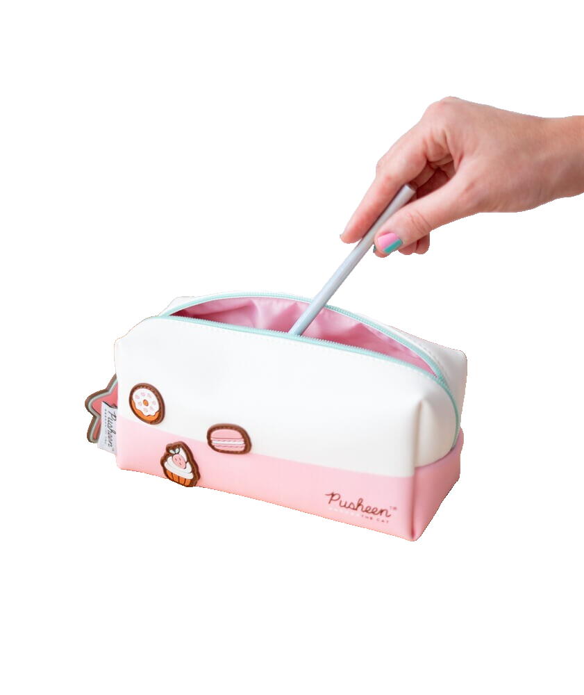Pusheen The Cat White & Pink Pencil Case Dessert Theme Zip Stationery Pouch
