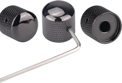 3Pcs Guitar Knobs Black Nickel Metal Volume Tone 6Mm Dome Speed Control