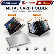 RFID Blocking Metal Credit Card Holder Wallet Slim Stainless Steel Men Women