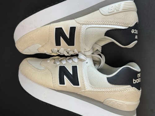 New Balance 574 PLATFORM Sneakers Tennis Shoes WM 10.5 Beige White Wl574-ZAH EUC - Picture 6 of 8