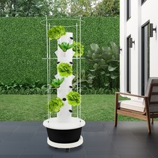 28-Plant Hydroponics Vertical Growing Tower w...