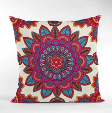 Bohemian Tribal Throw Pillow Cover Ethnic Mandala Design Boho Home Decor 16x16