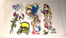 1994 VINTAGE Jack Rudy Tattoo Flash Sheet Good Time Charlie's Tattoo Land