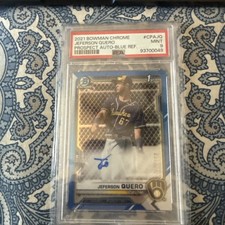 2021 Bowman Chrome Jeferson Quero Auto Blue Refractor /150 PSA 9