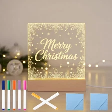 5.9 x 5.9 Inch Warm LED Message Memo Note Board with Colors, Clear Acrylic De...