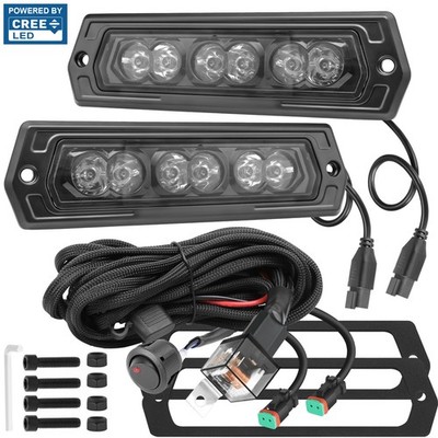 2X 8'' 120W Flush Mount Cree LED Light Bar Spot Pods Driving Offroad+ Plug Wiring