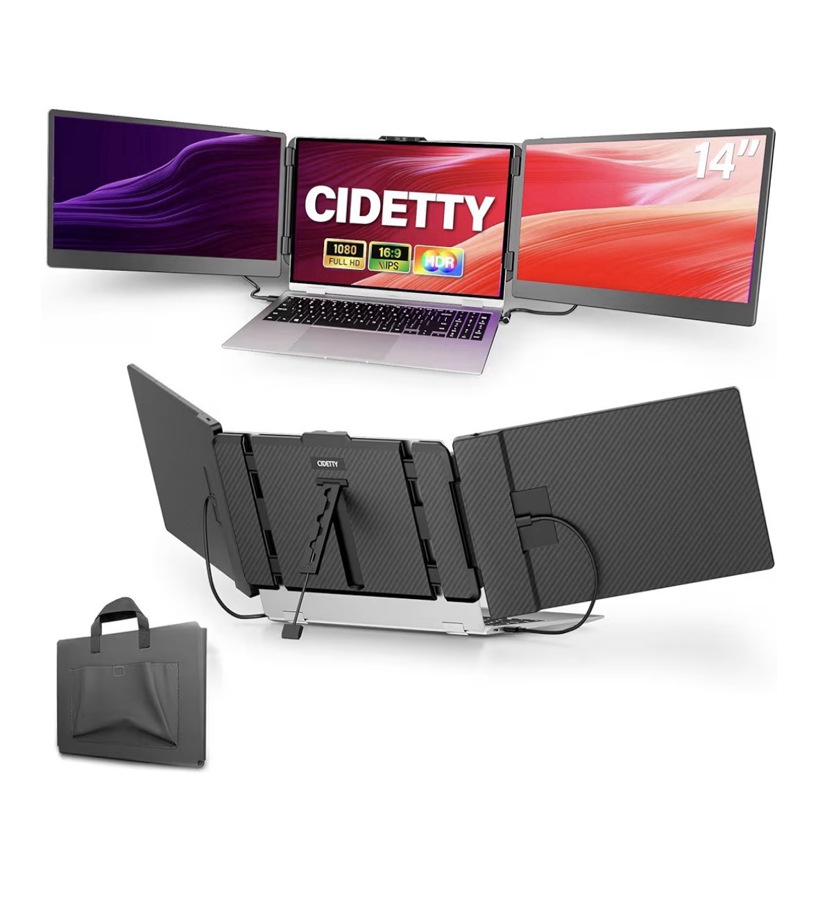 14&rdquo; Laptop Screen Extender Dual/Triple FHD 1080P USB-C HDM
