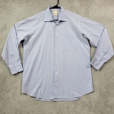 Ike Behar Neiman Marcus Shirt Mens 16 1/2 R Blue Striped Button Up Office