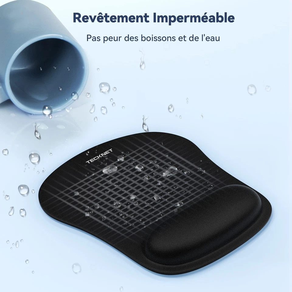 TECKNET Tapis de souris ergonomique avec repose-poignet noir - Photo 4/4