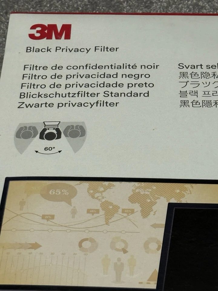 3M Black Privacy Filter for 22 inch Widescreen LCD Monitors PF220W1B (16:10) - Image 2 of 4