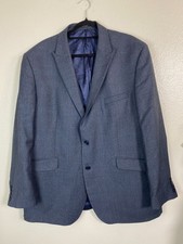 Alexandre London Savile Row Gray Blue Wool Blend Blazer Jacket 48R Sports coat