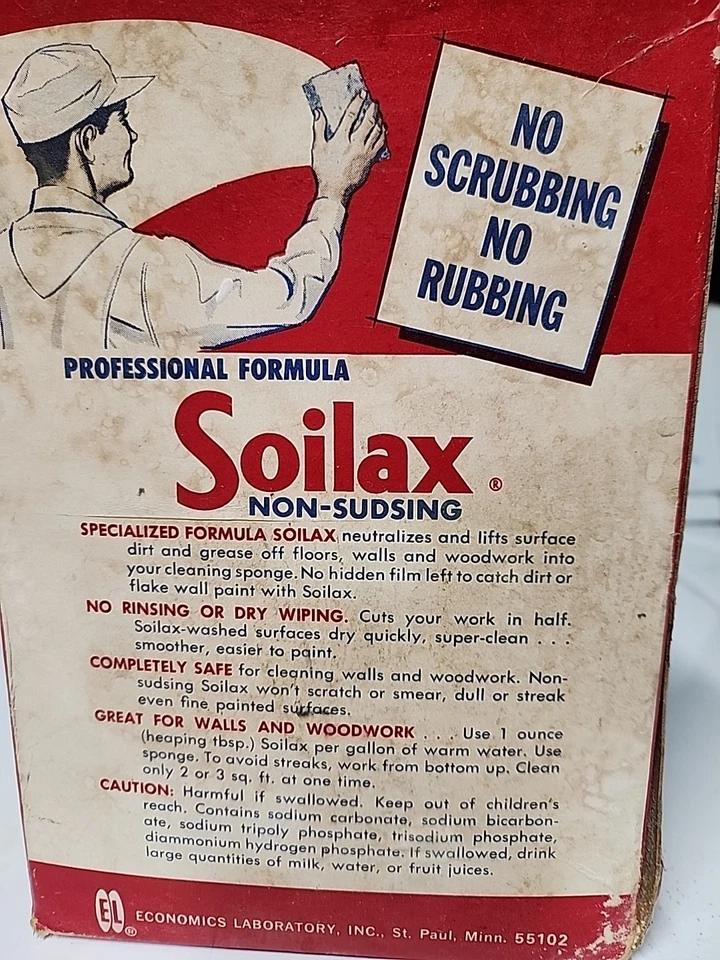 Винтажная коробка Soilax Non Sudsing очиститель для стен и пола. Сделано в США - Изображение 2 из 4