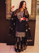 Black Georgette Shalwar Kameez Embroidered, Party Wear S M L Xl Pakistani Suit 3