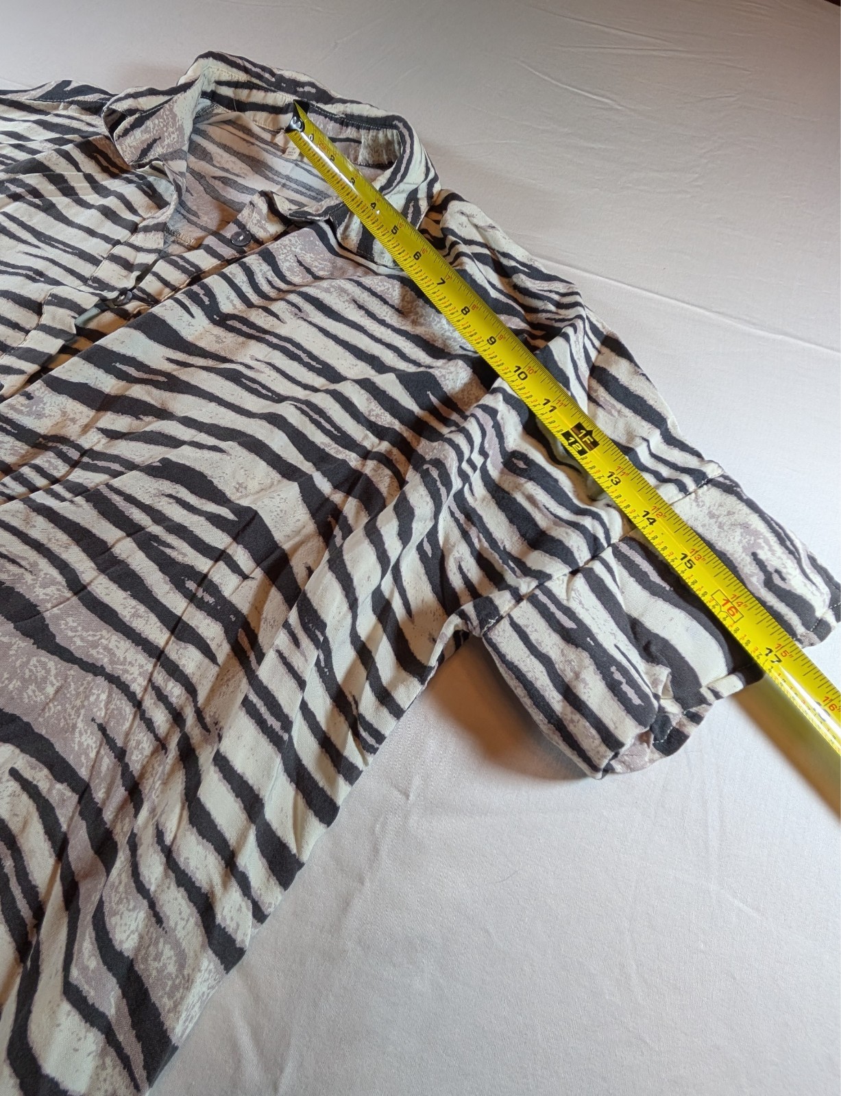 Entro Zebra Print Collared Button‑Down Shirt – Ne… - image 5