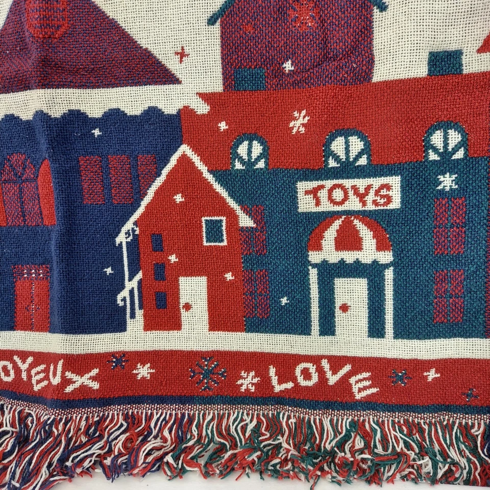 Manta Goodwin 1999 vintage tapiz Christmas Village 100 % algodón 4'x6' Foto 4 de 4