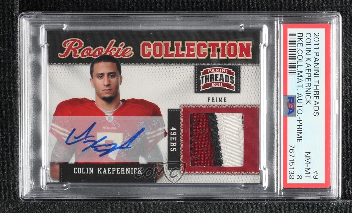 Colin Kaepernick Panini Threads Rookie Collection #9 Material Autograph-Prime