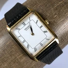 Vintage Seiko Men 5Y00-5000 Dress Black Leather Quartz Analog 26mm Watch 7"