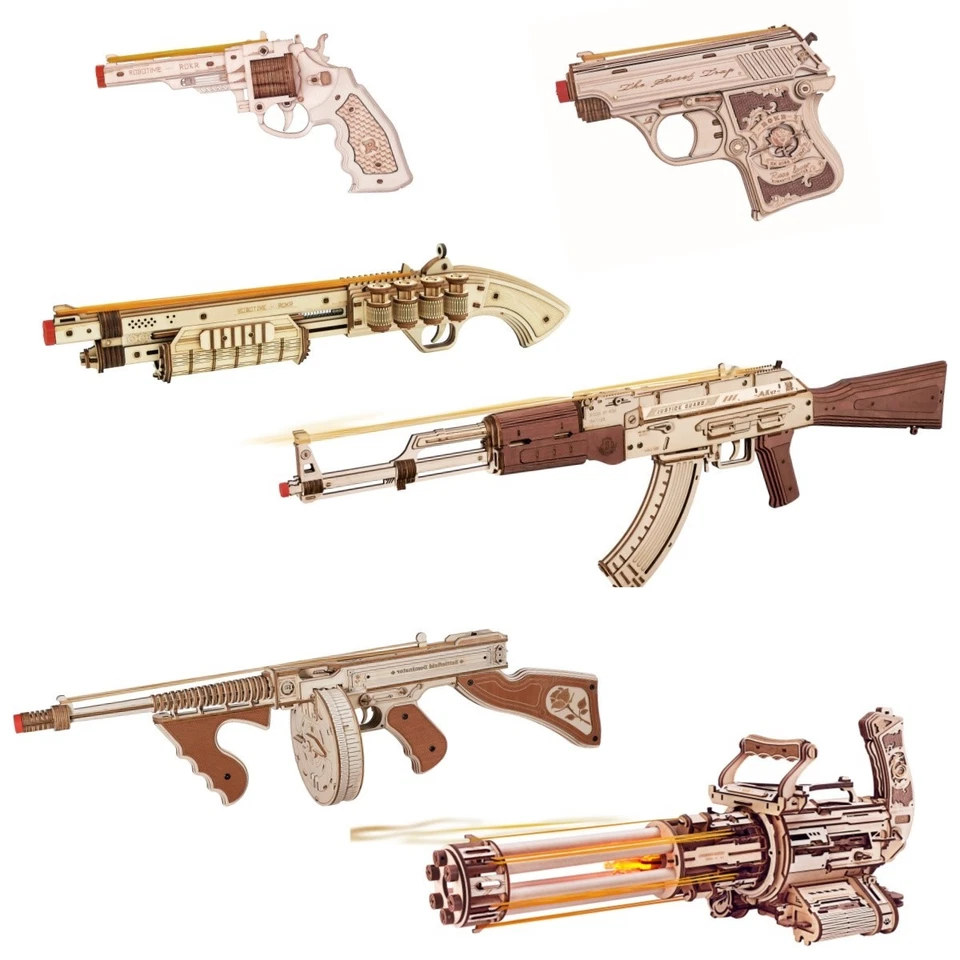 ROKR 3D Wooden Puzzles Gun Model Kits Jigsaw Puzzles Building DIY Toy Xmas Gifts - Image 4 of 4