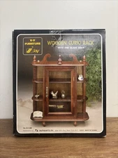 New Vintage Curio Cabinet Miniature Table Top Wall Mount Wood Glass 13x17x4 Jay